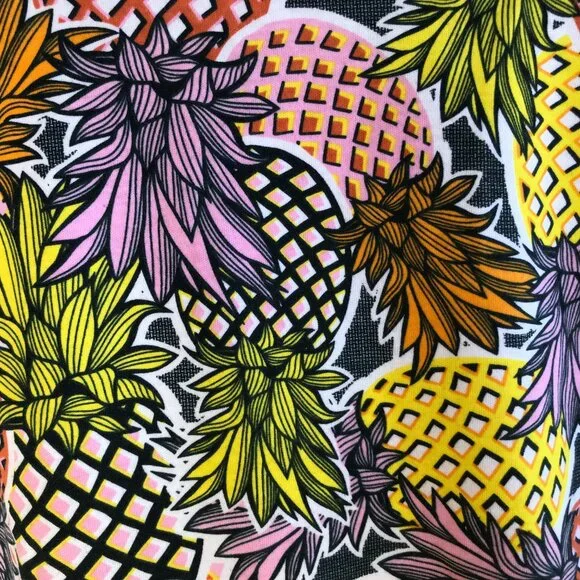 NWOT Rebecca Malone Short-Sleeved Cotton Tee, Colorful Pineapple Print Size XL - Picture 7 of 9